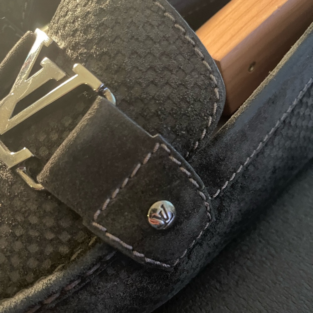 Louis Vuitton LV Buckle Black/Grey Mens Loafers